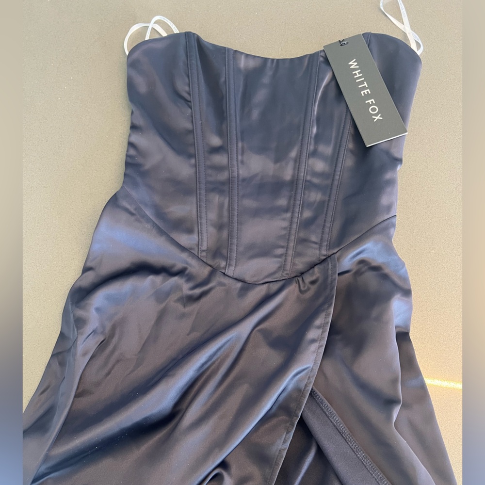 Navy Satin Dress